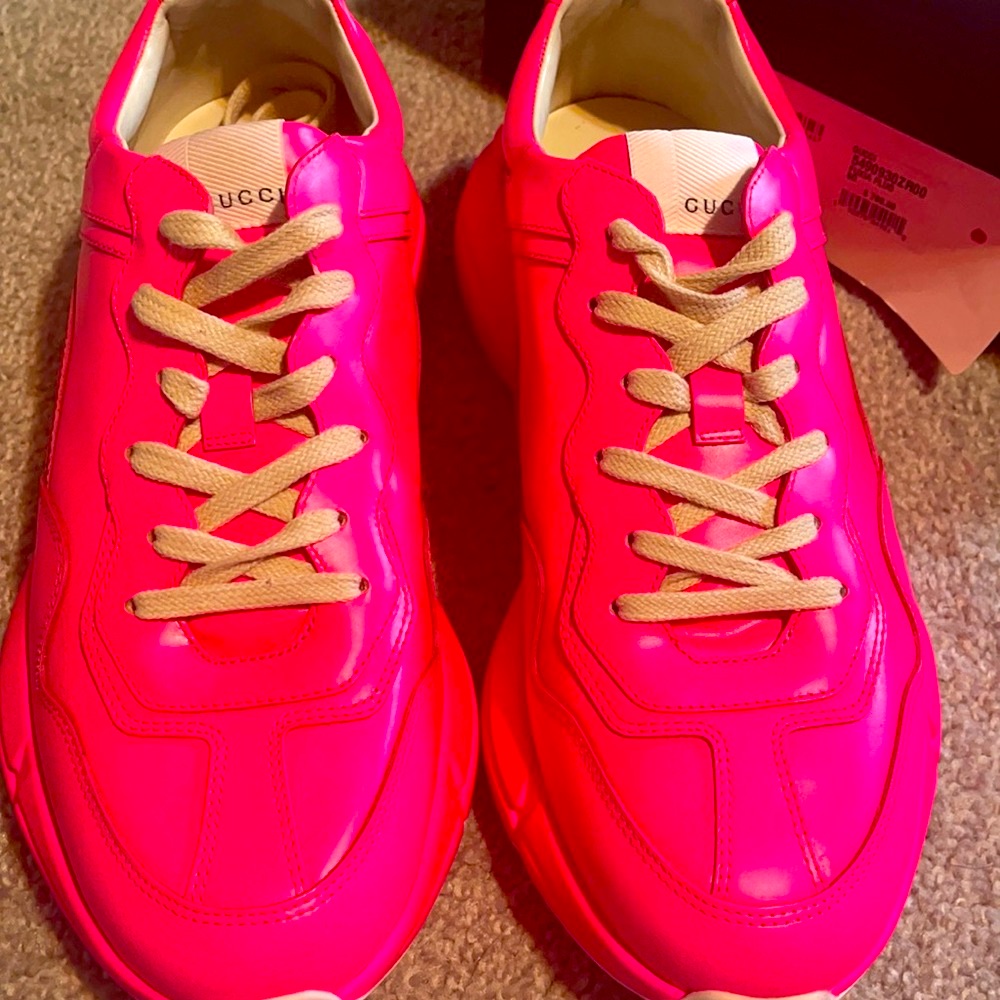Gucci Hot Pink Iridescent Sneakers Size 8 Men’s Women’s 10